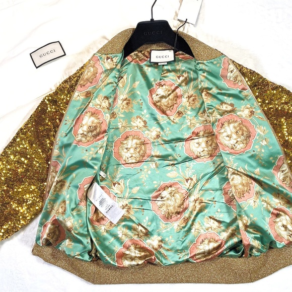 Gucci Gold Sequin Bomber & Evening Jacket - Picture 8 of 13